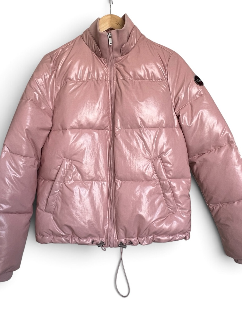 UGG Izzie Puffer Jacket Shiny Metallic Blush Pink Size Small Style #1105651